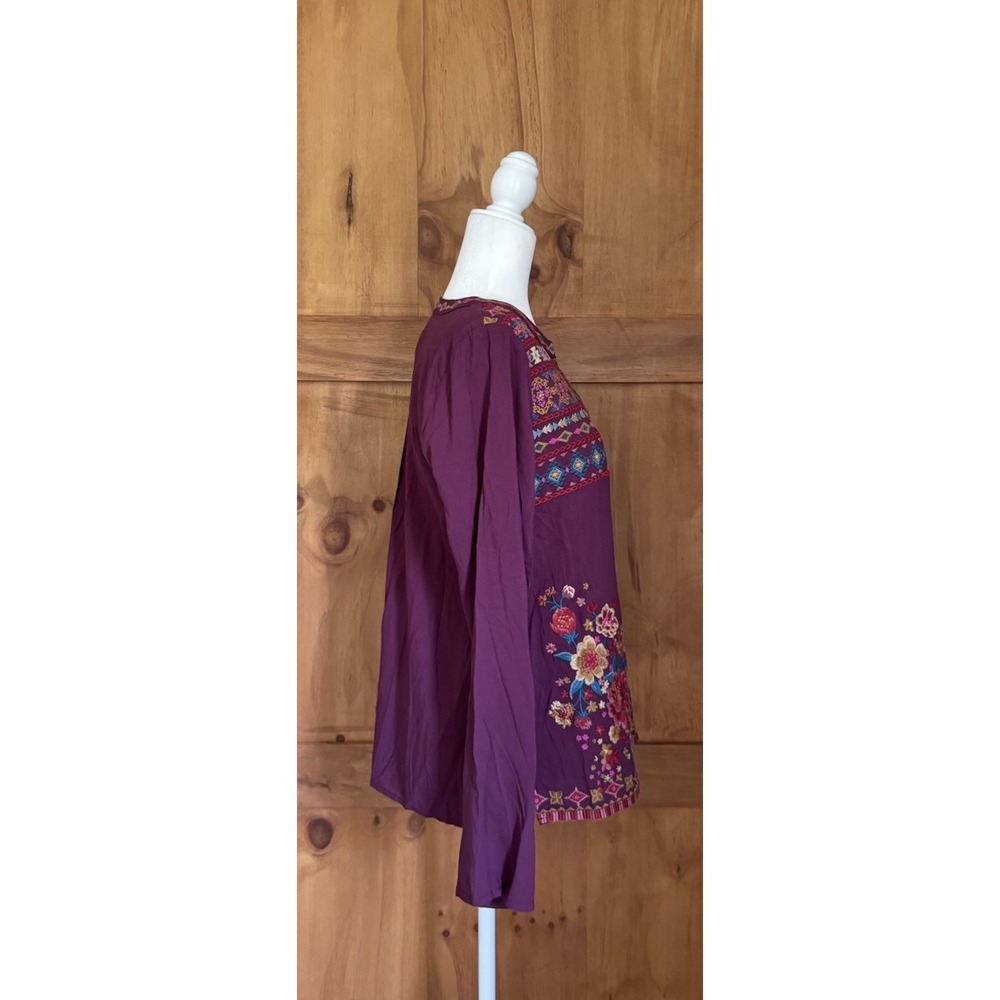 NWT Savanna Jane Embroidered Peasant Blouse Sz S Bohemian Long Sleeve Aztec - Picture 5 of 11